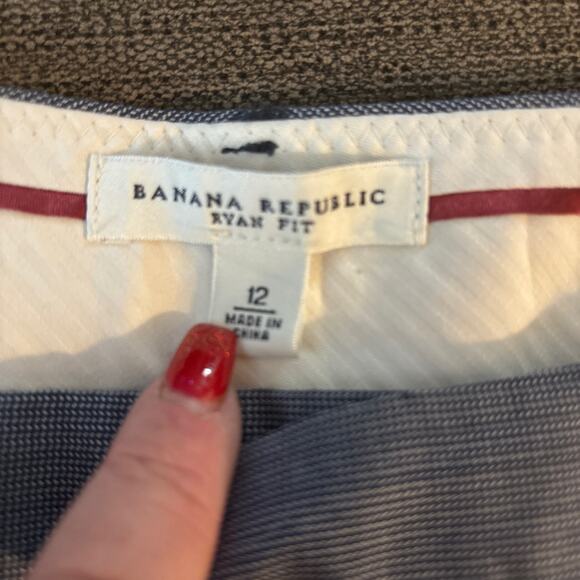 Banana Republic Ryan Fit Gray 12 Chambray Dress Work Pants Cuffed Wool Blend - Picture 2 of 8